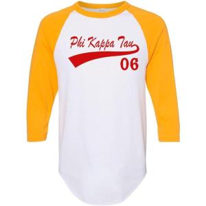 Phi Kappa Tau Tail Year Raglan(White W/Gold)