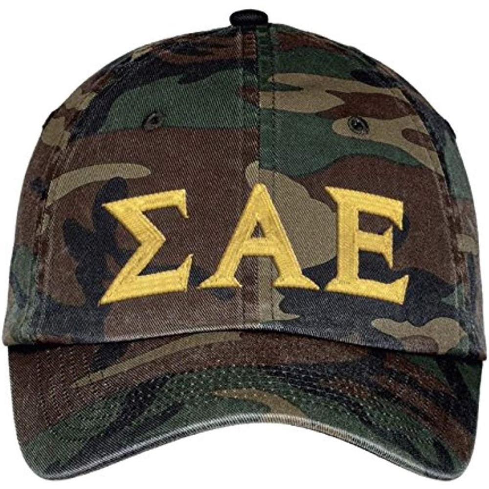 imageSigma Alpha Epsilon SAE Lettered Camouflage Hat Military Camo