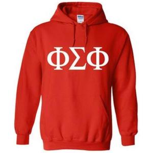 Phi Sigma Phi World Famous Greek Hoodie – Red with White Imprint(Red)