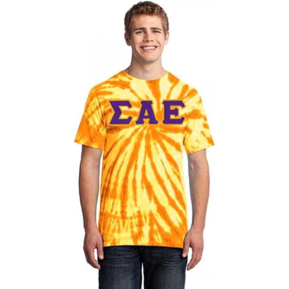 imageSigma Alpha Epsilon Essential TieDye Lettered TeeGold