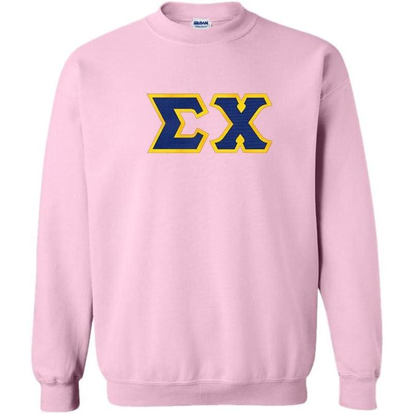 imageSigma Chi Lettered CrewneckLight Pink WRoyalGold