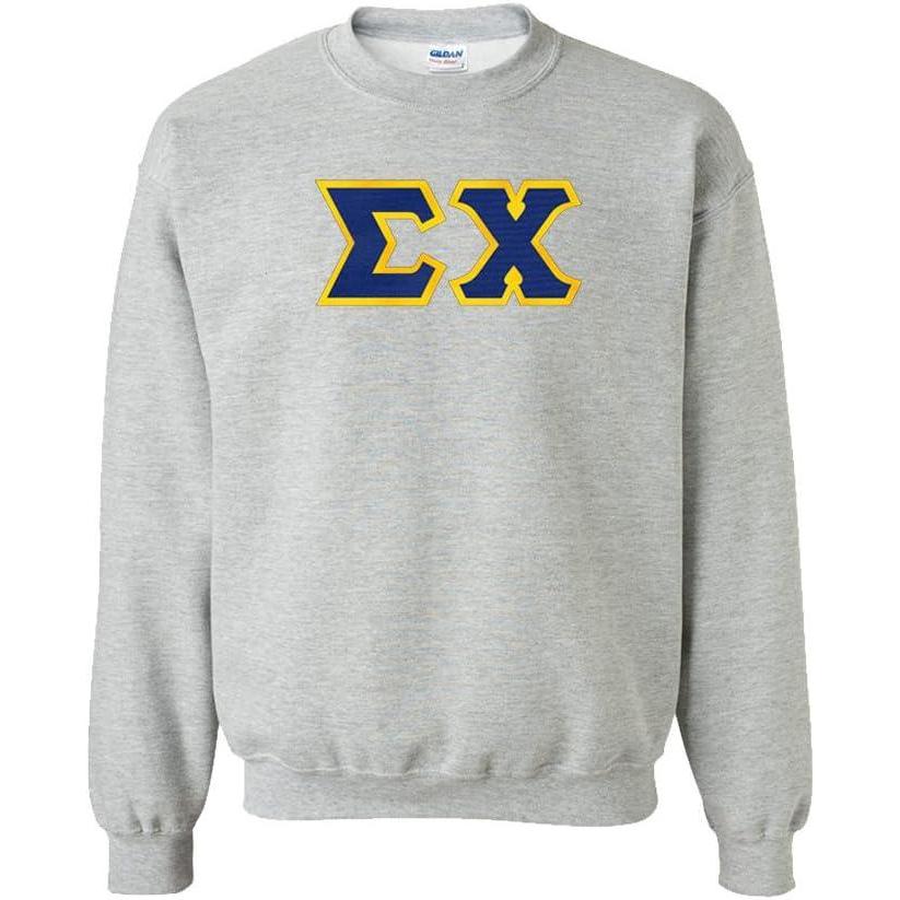 imageSigma Chi Lettered CrewneckSports Grey WRoyalGold