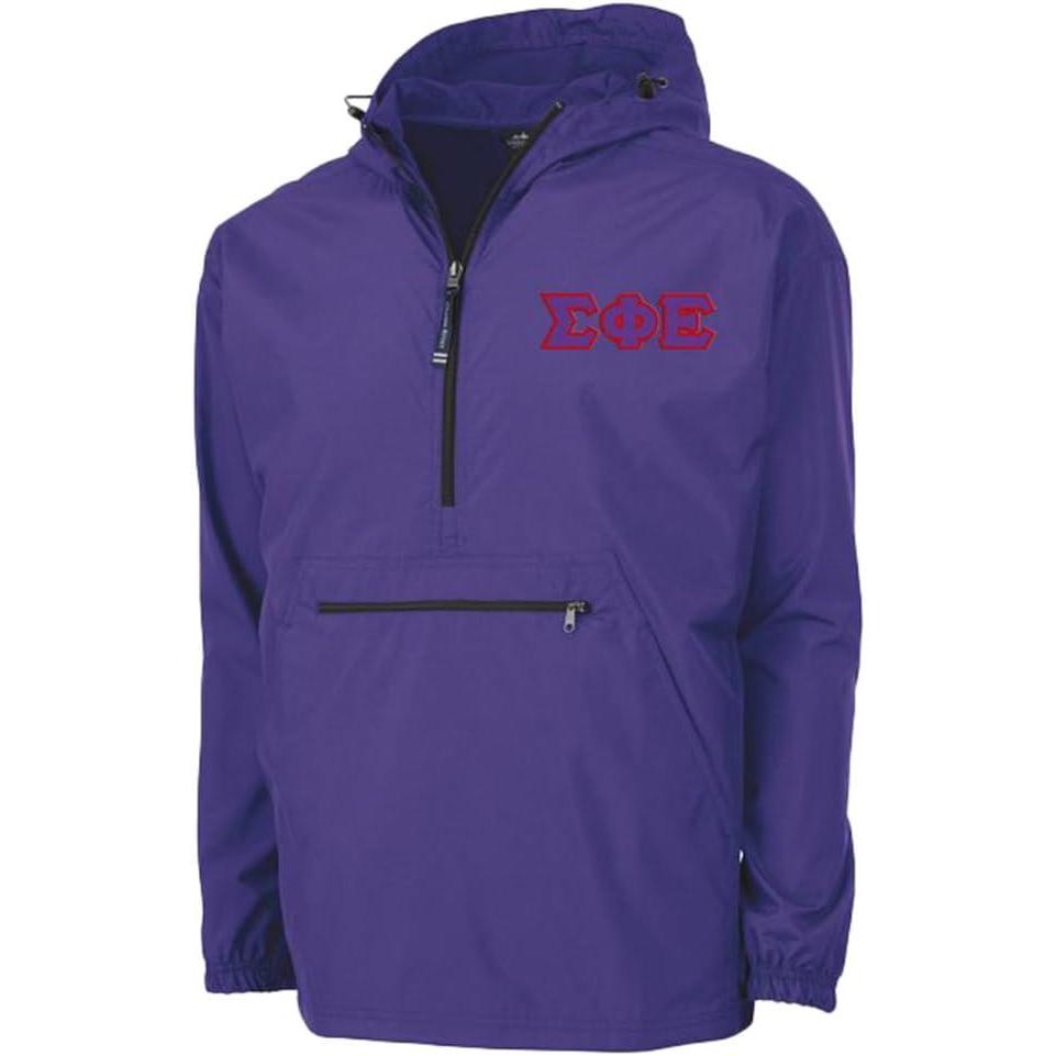 imageSigma Phi Epsilon SigEp Tackle Twill Lettered Pack N Go PulloverPurple