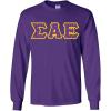 Sigma Alpha Epsilon SAE Fraternity Crest Twill Letter Longsleeve Tee(Purple)