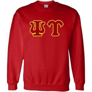 Greekgear Psi Upsilon Custom Twill Crewneck Sweatshirt(Red)