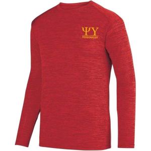 Psi Upsilon World Famous Dry Fit Tonal Long Sleeve Tee(Red)
