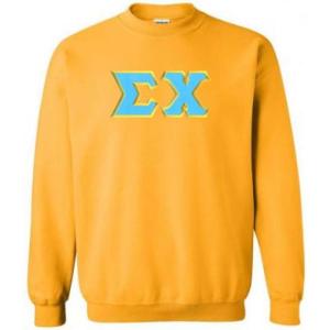 Sigma Chi Lettered Crewneck(Athletic Gold W/ Light Blue)