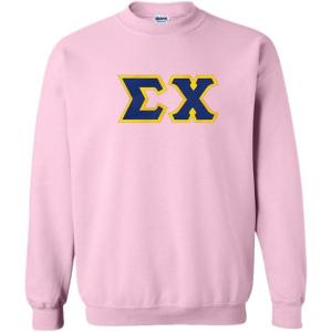 Sigma Chi Lettered Crewneck(Light Pink W/Royal/Gold)