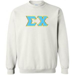 Sigma Chi Lettered Crewneck(White W/Light Blue/Gold)