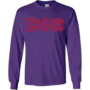 Sigma Phi Epsilon SigEp Fraternity Crest Twill Letter Longsleeve Tee(Purple)