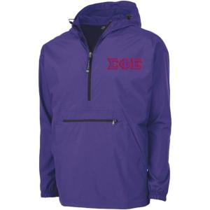 Sigma Phi Epsilon SigEp Tackle Twill Lettered Pack N Go Pullover(Purple)