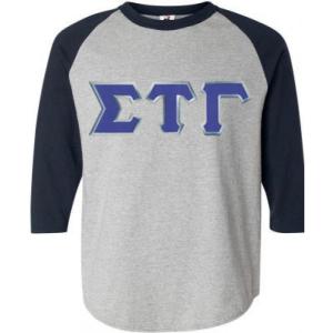Sigma Tau Gamma Lettered Raglan T-Shirt(Gray W/Black)