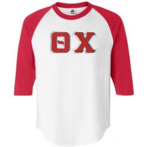 Theta Chi Lettered Raglan T-Shirt(White W/Red)