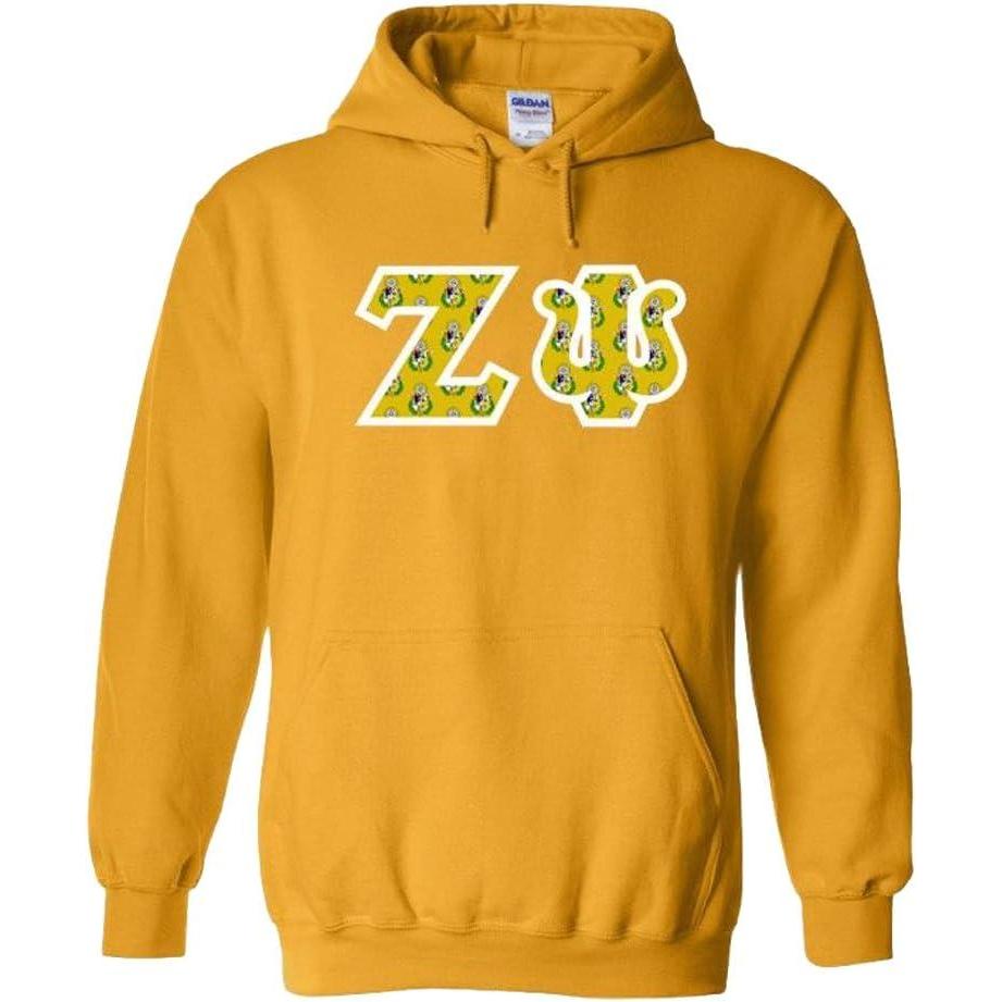 imageGreekgear Zeta Psi Fraternity Crest Twill Letter Hooded SweatshirtGold