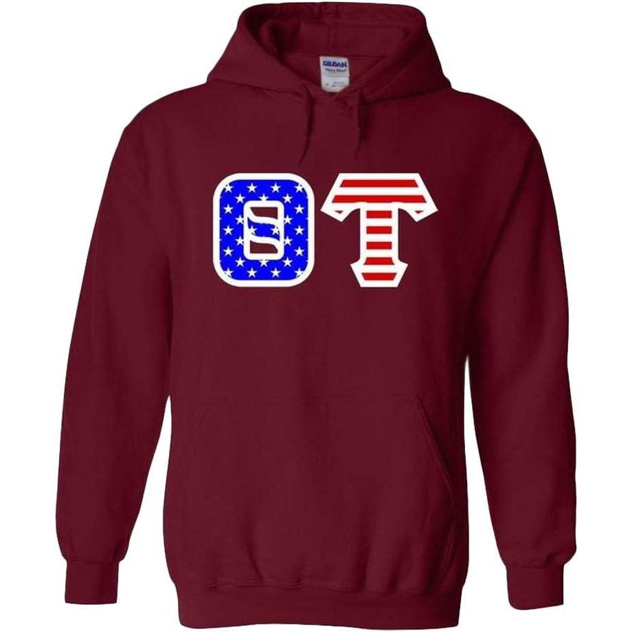 imageTheta Tau Greek Letter American Flag HoodieMaroon
