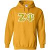 Greekgear Zeta Psi Fraternity Crest Twill Letter Hooded Sweatshirt(Gold)