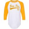 Zeta Psi Tail Year Raglan(White W/Gold)