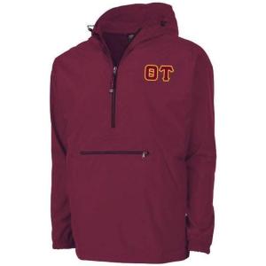 Greekgear Theta Tau Tackle Twill Lettered Pack N Go Pullover(Maroon)