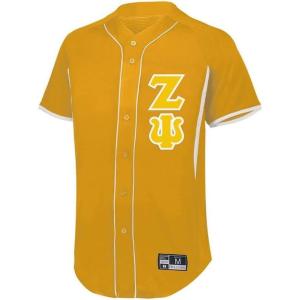 Zeta Psi Lettered Baseball Jersey(Vegas Gold/White)