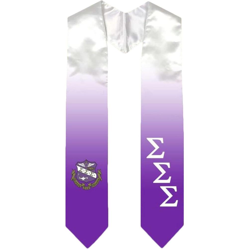 imageGreekgear Sigma Sigma Sigma Extra Fancy Diagonal Greek Graduation Stole W Crest