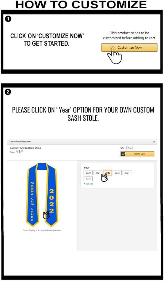 imageGreekgear Custom Graduation StoleRoyal WGold Trim
