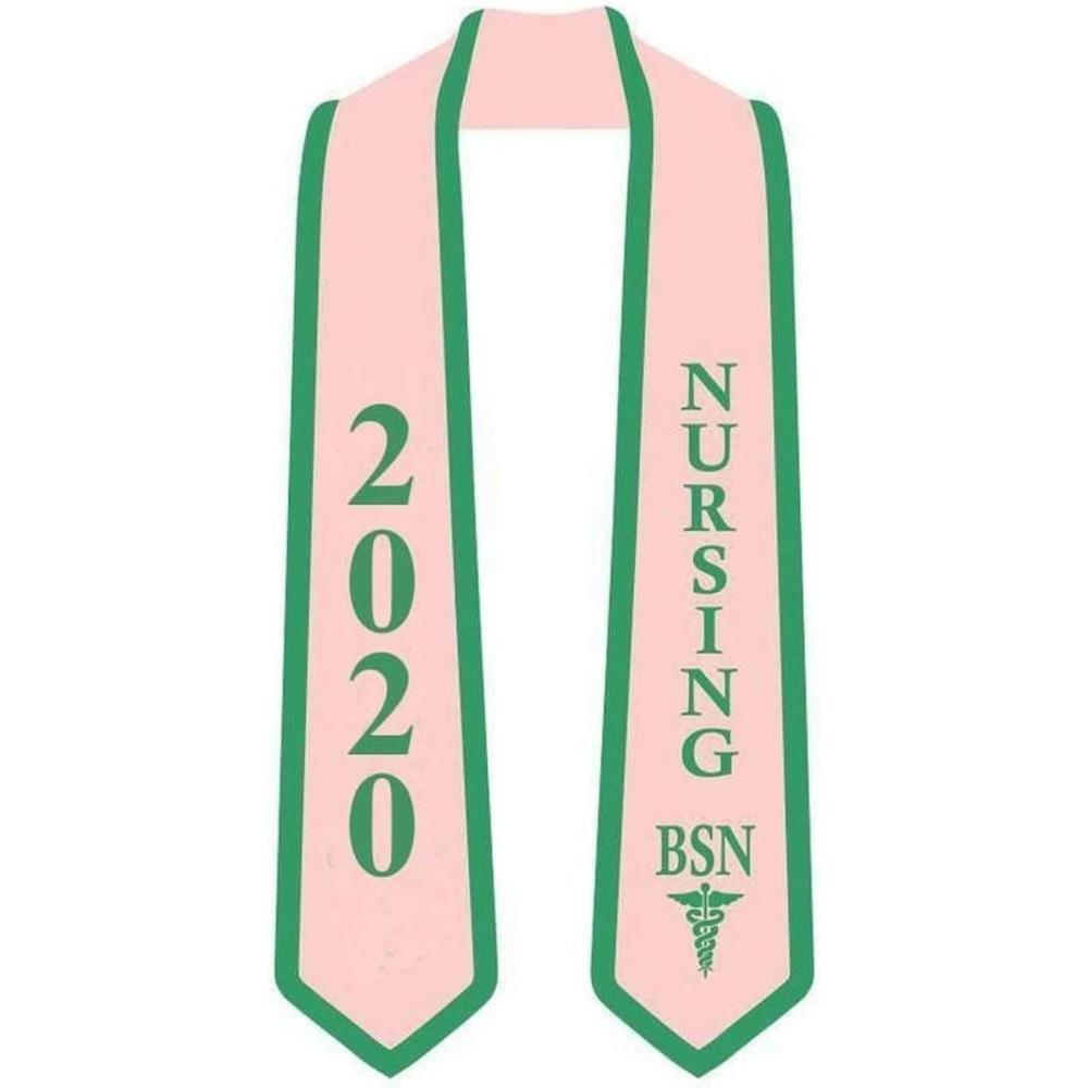 imageGreekgear Nursing Graduation StolePink WKelly Green Trim