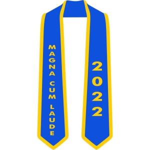 Greekgear Custom Graduation Stole(Royal W/Gold Trim)