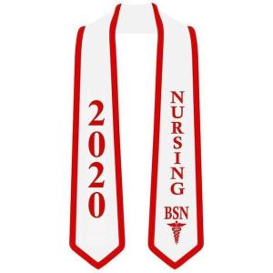 Greekgear Nursing Graduation Stole(White W/Red Trim)