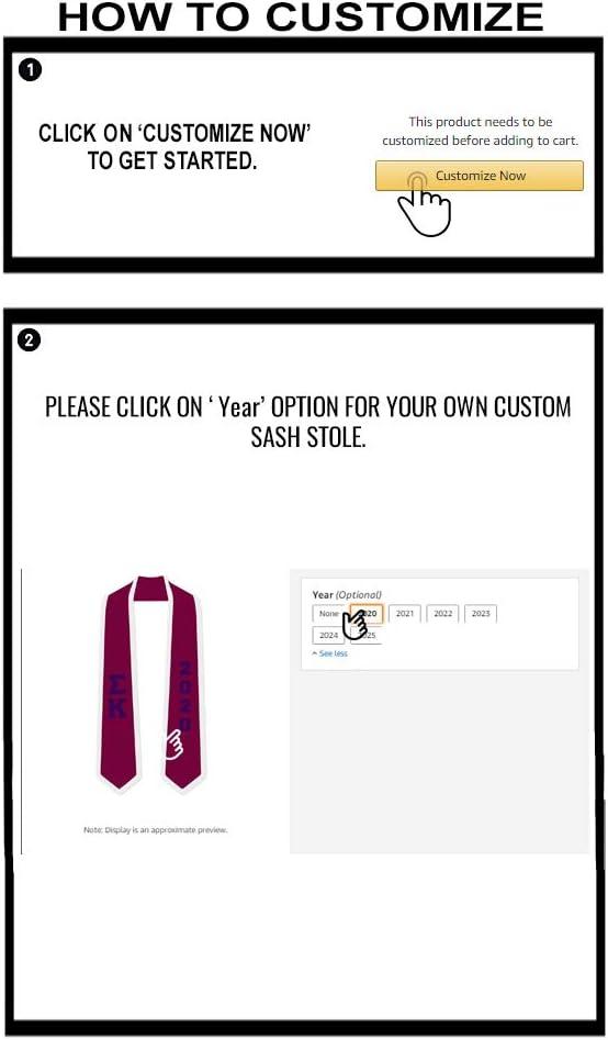 imageCustom Sigma Kappa Greek 2 Tone Lettered Graduation Sash Stole wYearMaroon WWhite Trim