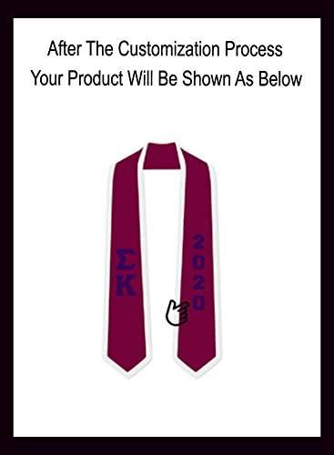 imageCustom Sigma Kappa Greek 2 Tone Lettered Graduation Sash Stole wYearMaroon WWhite Trim