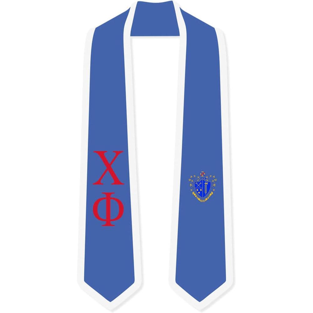 imageChi Phi Greek 2 Tone Lettered Graduation Sash StoleLight Blue WWhite Trim