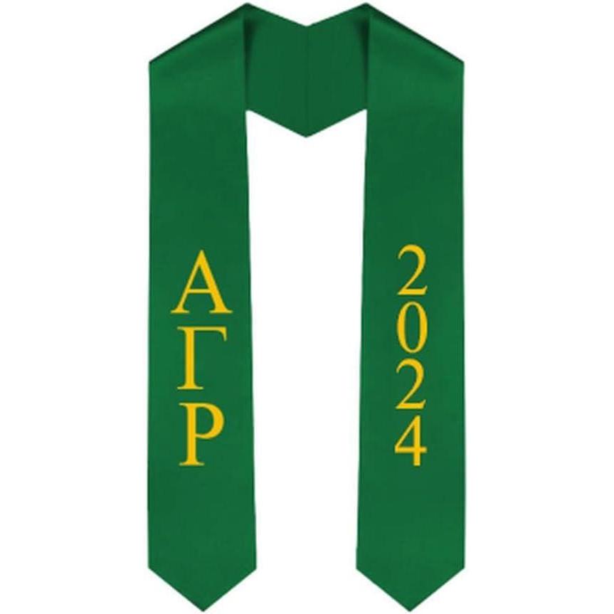 imageCustom Alpha Gamma Rho Greek Lettered Graduation Sash Stole with YearForest Green