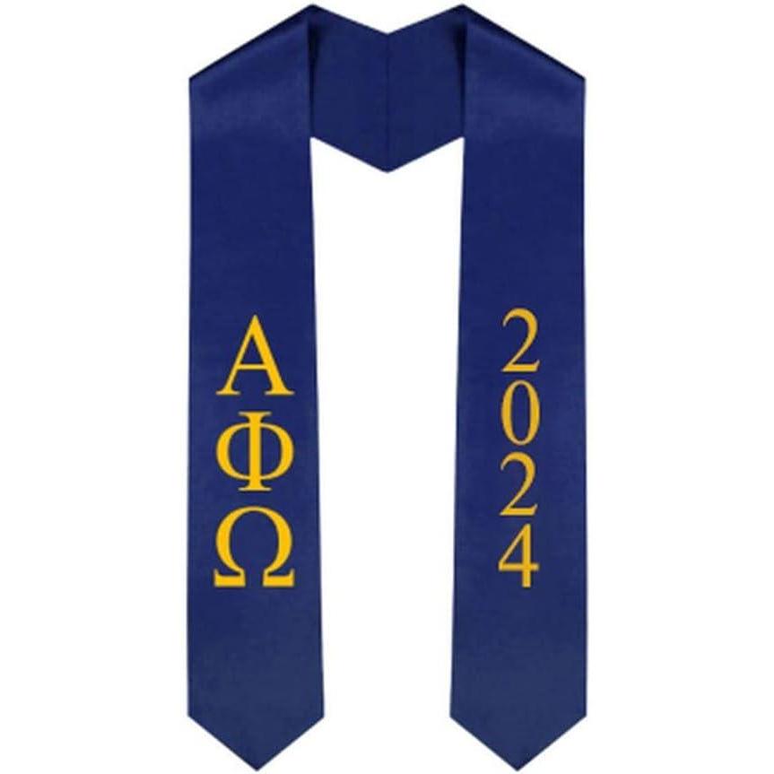 imageCustom Alpha Phi Omega Greek Lettered Graduation Sash Stole with YearNavy Blue