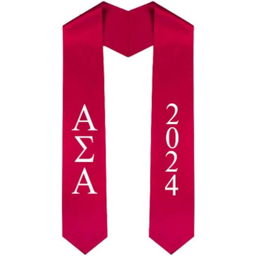 imageCustom Alpha Sigma Alpha ASA Greek Lettered Graduation Sash Stole with YearRed