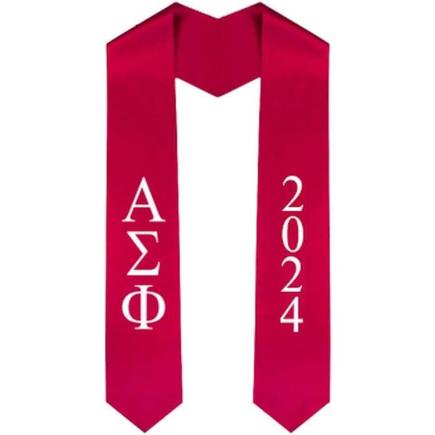 imageCustom Alpha Sigma Phi Greek Lettered Graduation Sash Stole with YearRed