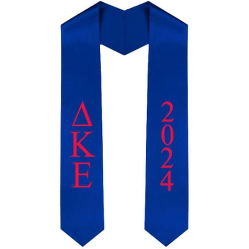 imageCustom Delta Kappa Epsilon DKE Greek Lettered Graduation Sash Stole with YearRoyal Blue