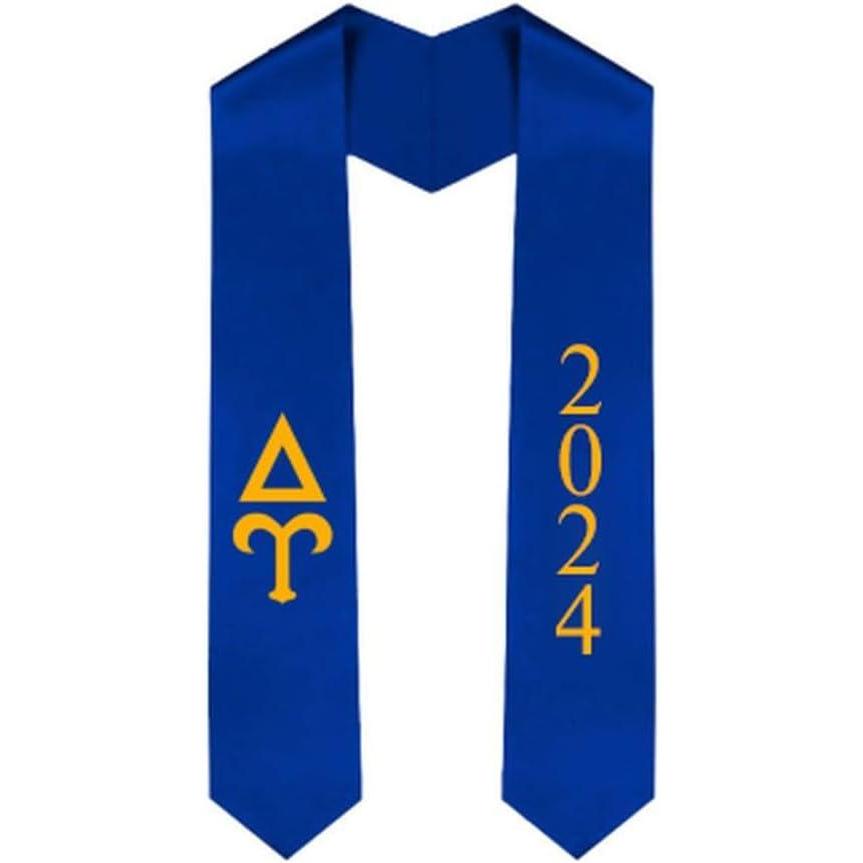imageCustom Delta Upsilon DU Greek Lettered Graduation Sash Stole with YearRoyal Blue