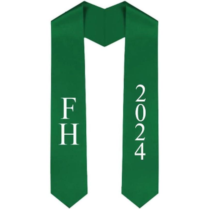 imageCustom Farmhouse Greek Lettered Graduation Sash Stole with YearForest Green
