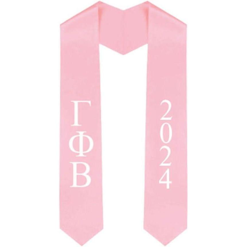 imageCustom Gamma Phi Beta Greek Lettered Graduation Sash Stole with YearPink