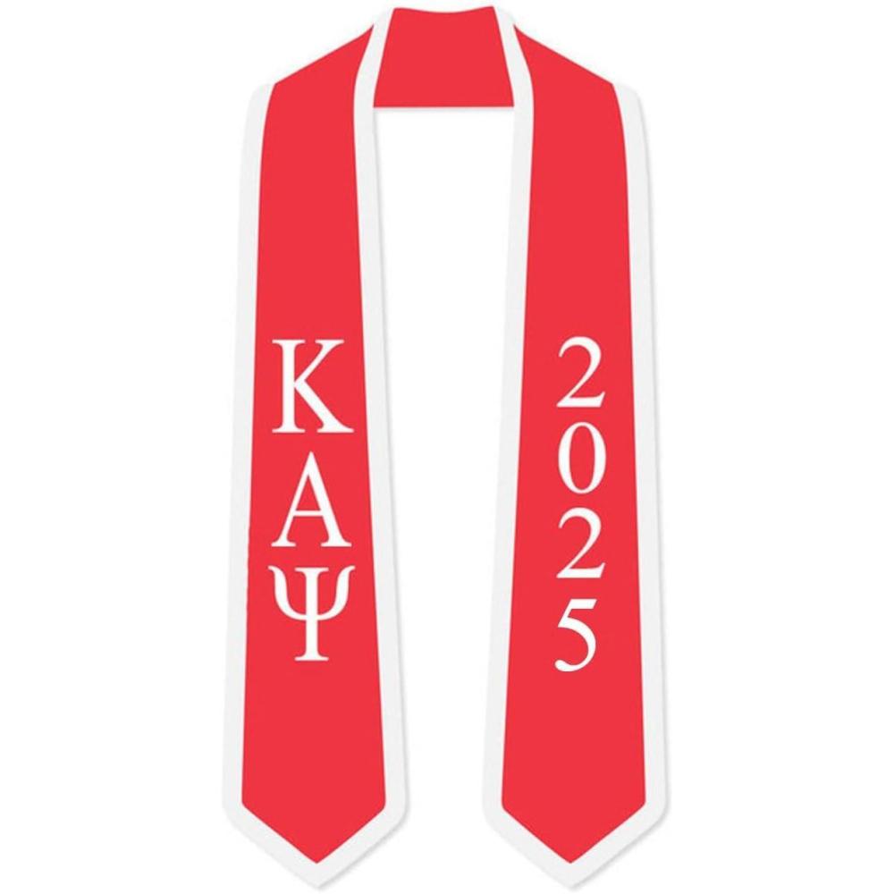 imageCustom Kappa Alpha Psi Greek 2 Tone Lettered Graduation Sash Stole wYearRed WWhite Trim