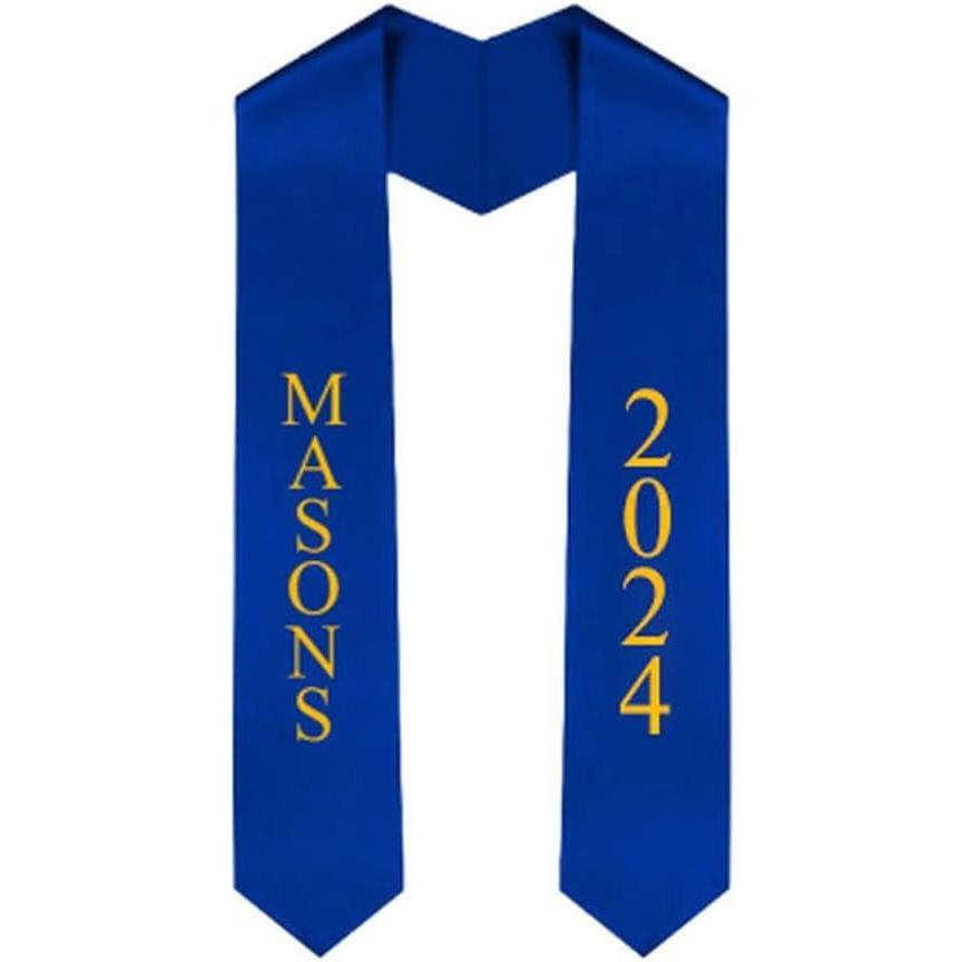 imageCustom Masonic Greek Lettered Graduation Sash Stole with YearRoyal Blue