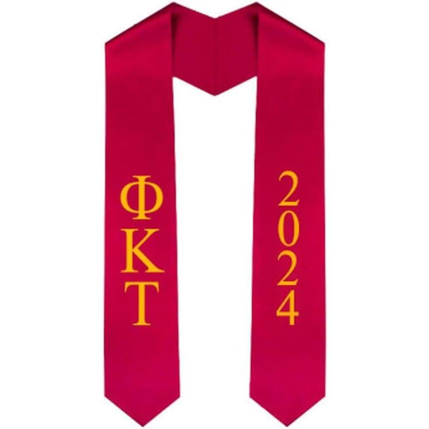 imageCustom Phi Kappa Tau Greek Lettered Graduation Sash Stole with YearRed