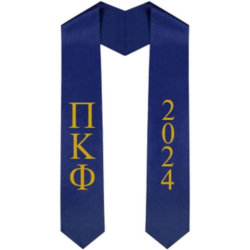imageCustom Pi Kappa Phi PI PHI Greek Lettered Graduation Sash Stole with YearNavy Blue