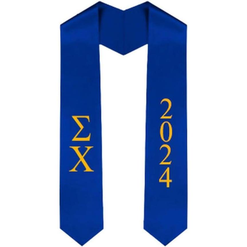 imageCustom Sigma Chi Greek Lettered Graduation Sash Stole with YearRoyal Blue