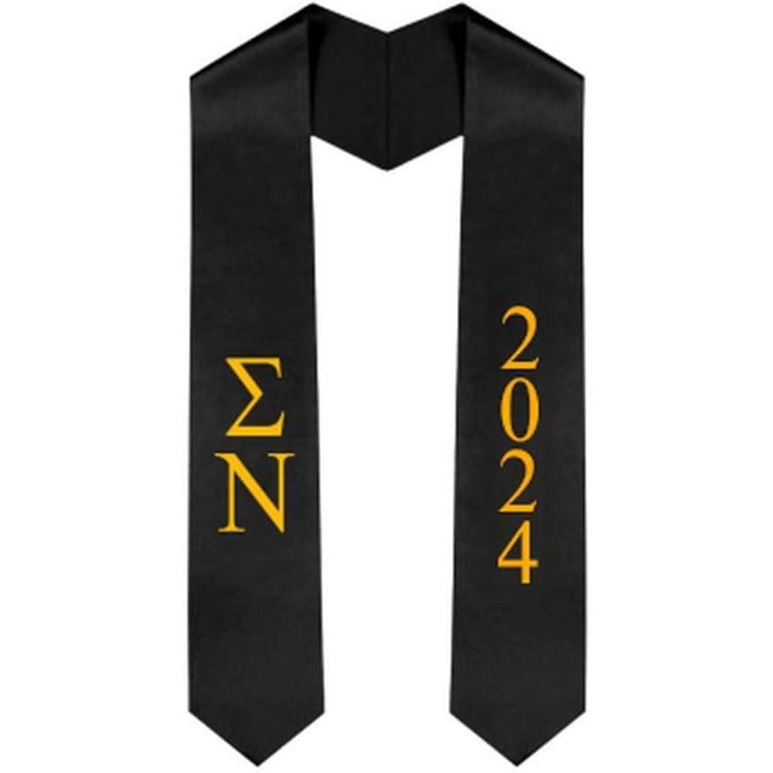 imageCustom Sigma Nu Greek Lettered Graduation Sash Stole with YearBlack