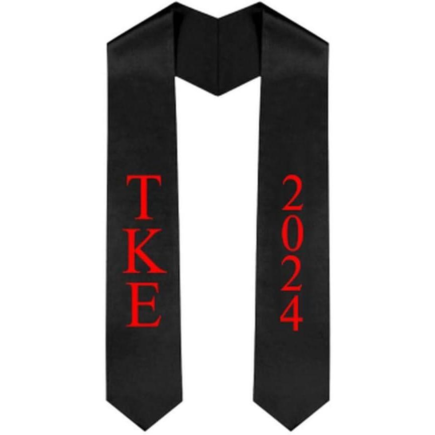 imageCustom Tau Kappa Epsilon TKE Greek Lettered Graduation Sash Stole with YearBlack