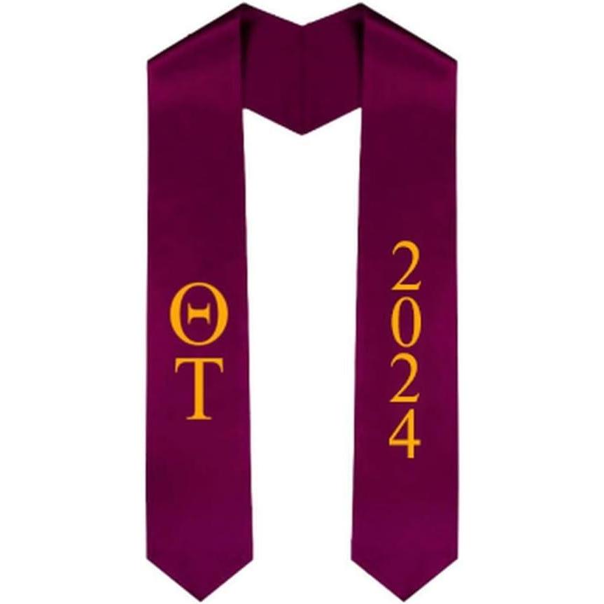 imageCustom Theta Tau Greek Lettered Graduation Sash Stole with YearMaroon