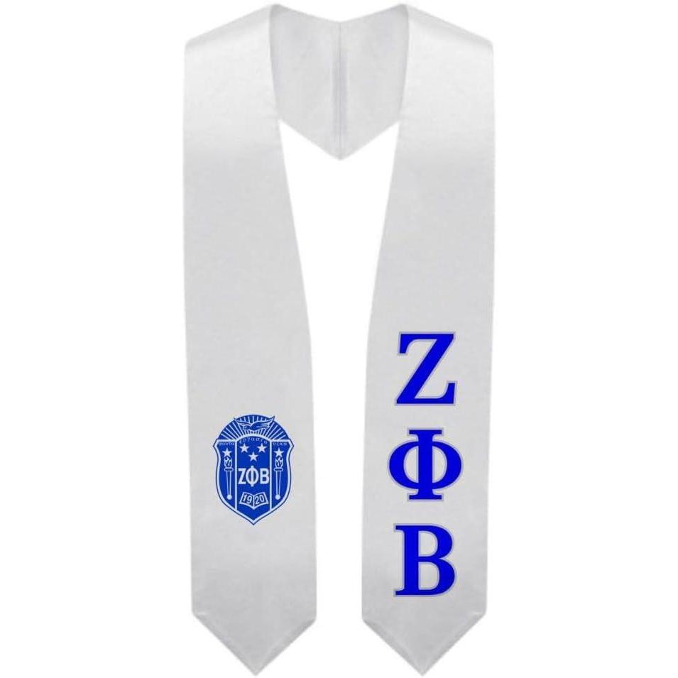 imageGreekgear Zeta Phi Beta Super Crest Shield Graduation Stole White