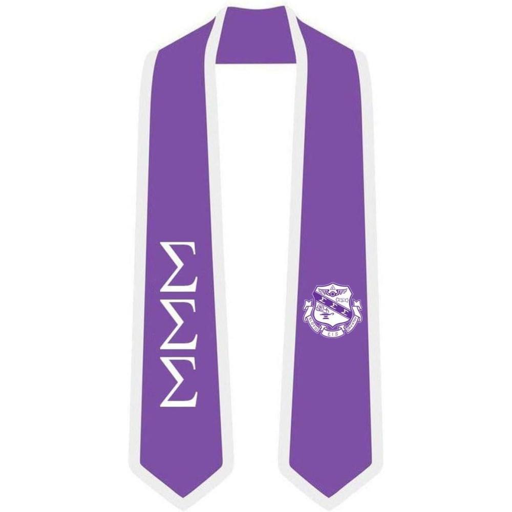 imageSigma Sigma Sigma Greek 2 Tone Lettered Graduation Sash StolePurple WWhite Trim