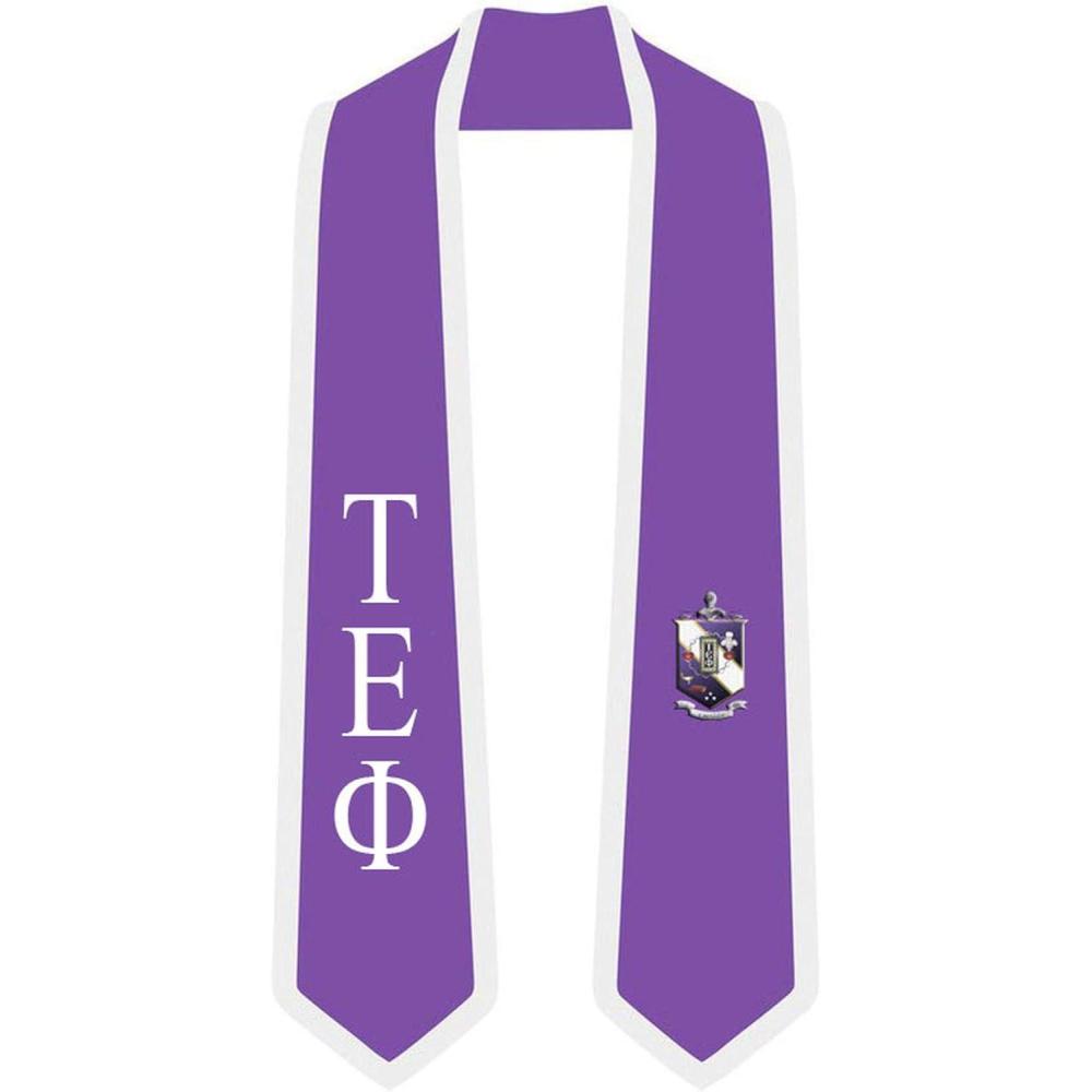 imageTau Epsilon Phi Greek 2 Tone Lettered Graduation Sash StolePurple WWhite Trim